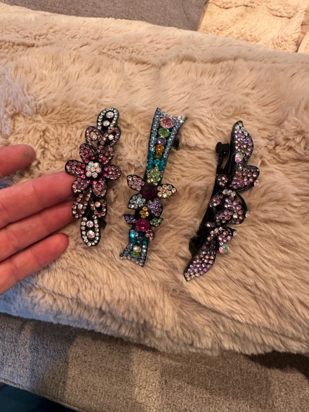 *LOT OF 3* Rhinestone Bling Flower butterfly hair barrettes Hair Clips Styling